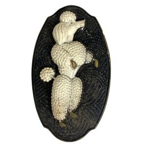 1969 Miller Studio Chalkware Plaque Off-White Standing Poodle Mid Century Modern